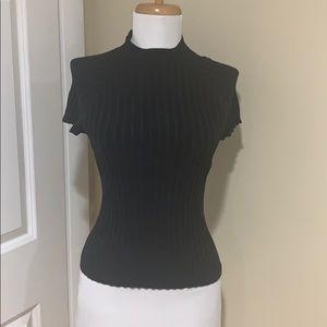 Evie black stretch top short sleeve sz S P